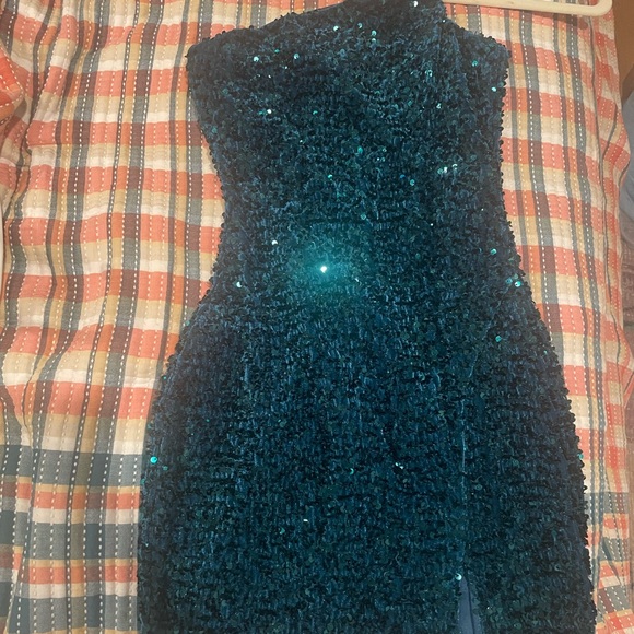 Sequin Mini Dress in Blue - Picture 1 of 3